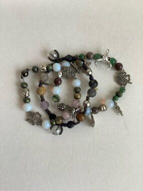 Multi-Color Beaded Charm Bracelet Set - Women